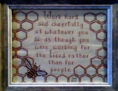 Work Hard and Cheerfully stitched by Kitra Woodall